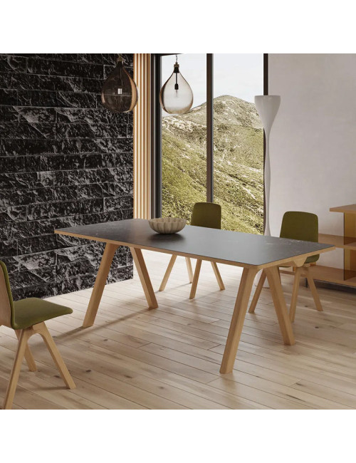 Dasras Chevron Extendable dining table ceramic wood oak or walnut - 10 finishes 8 sizes
