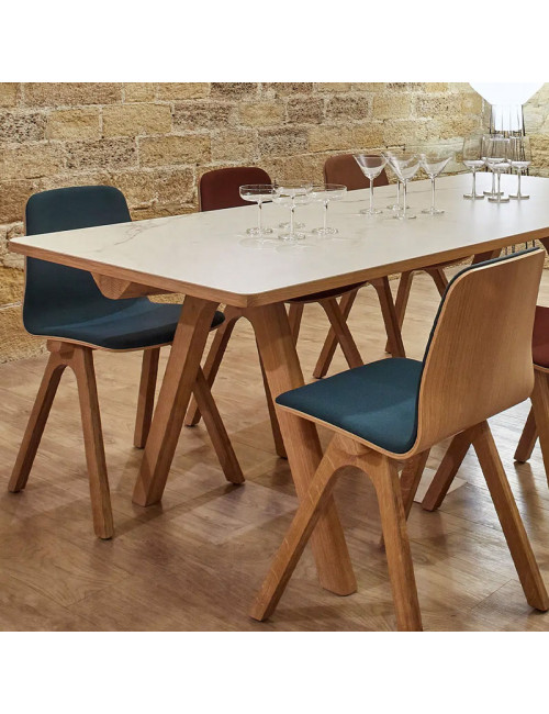 Dasras Chevron Extendable dining table ceramic wood oak or walnut - 10 finishes 8 sizes