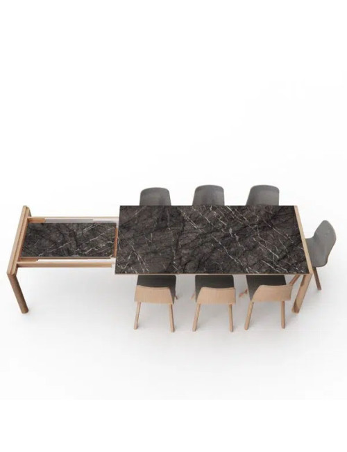 Dasras Rives extendable dining table ceramic wood oak or walnut - 10 finishes 3 sizes