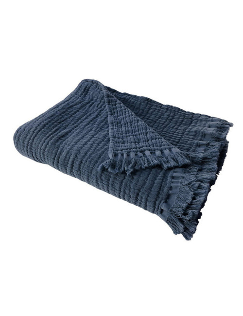 Pôdevache Gestial cotton gauze blanket 130x170cm Gagoyo blue