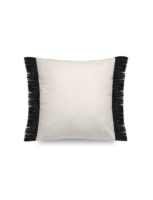 Pôdevache Unizo square peach skin cushion 45x45cm fringes