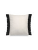Pôdevache Unizo square peach skin cushion 45x45cm fringes