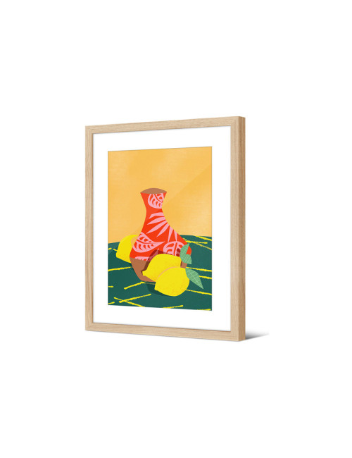 Pôdevache Bilali framed picture 30x40cm vase and lemon