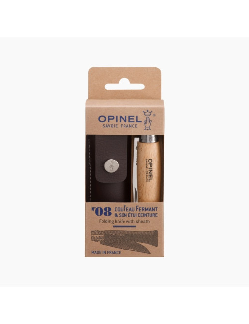OPINEL Knife No. 8 Tradition natural beech stainless steel box with Alpine case