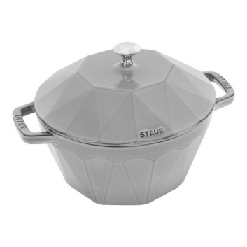 STAUB Diamond Cast Iron Cocotte, Graphite Grey, 22cm