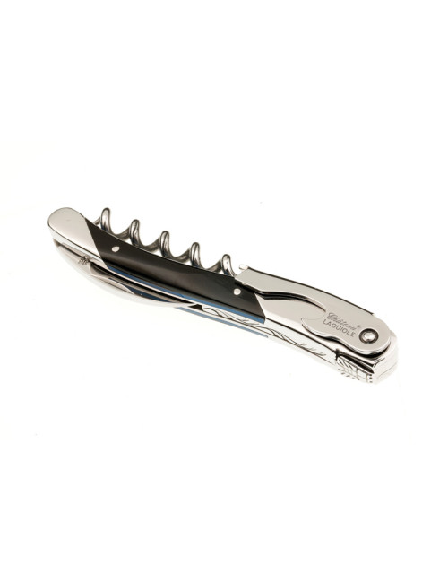 Chateau Laguiole Sommelier Knife, Edge Collection, Black Horn and Blue Spacer