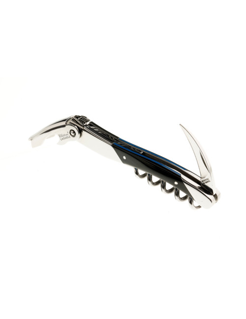 Chateau Laguiole Sommelier Knife, Edge Collection, Black Horn and Blue Spacer