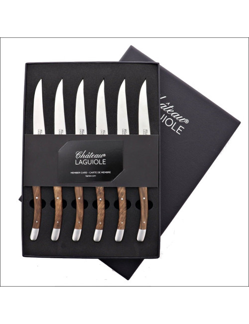 CHATEAU LAGUIOLE Set of 6 Table Knives Signature Collection Walnut Wood