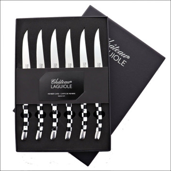CHATEAU LAGUIOLE Set of 6 Table Knives, Signature Collection, Pavé Mosaïque