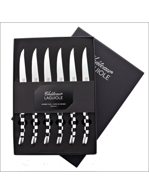 CHATEAU LAGUIOLE Set of 6 Table Knives, Signature Collection, Pavé Mosaïque