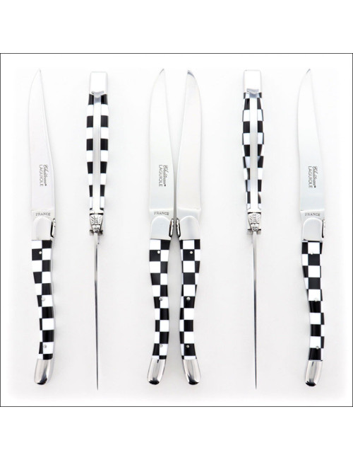 CHATEAU LAGUIOLE Set of 6 Table Knives, Signature Collection, Pavé Mosaïque