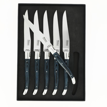 CHATEAU LAGUIOLE Set of 6 Table Knives, Heritage Collection, Stamina Blue