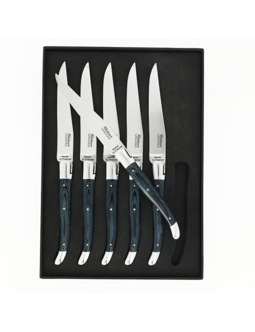 CHATEAU LAGUIOLE Set of 6 Table Knives, Heritage Collection, Stamina Blue