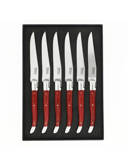 CHATEAU LAGUIOLE Set of 6 Table Knives, Heritage Collection, Stamina Red