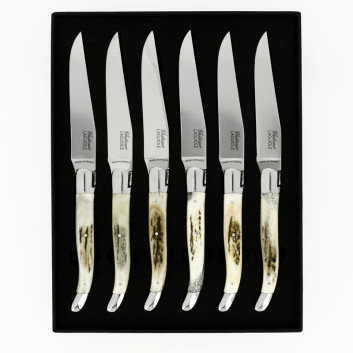 CHATEAU LAGUIOLE Set of 6 Table Knives, Heritage Collection, Antlers