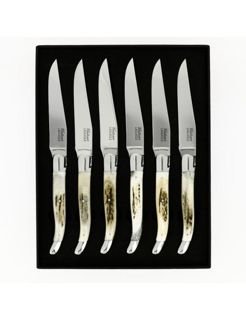 CHATEAU LAGUIOLE Set of 6 Table Knives, Heritage Collection, Antlers