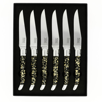 CHATEAU LAGUIOLE Set of 6 table knives, Heritage Collection, Aurum black resin