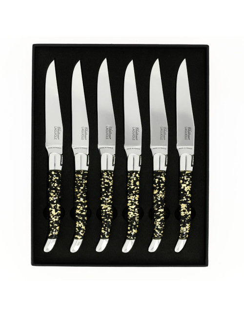 CHATEAU LAGUIOLE Set of 6 table knives, Heritage Collection, Aurum black resin