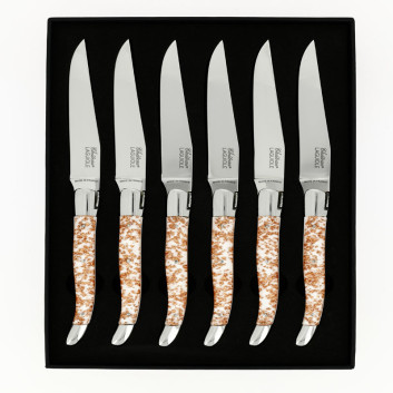 CHATEAU LAGUIOLE Set of 6 Table Knives, Heritage Collection, Cuprum White Resin