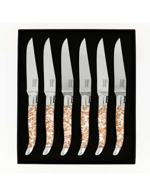 CHATEAU LAGUIOLE Set of 6 Table Knives, Heritage Collection, Cuprum White Resin