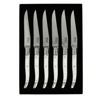 CHATEAU LAGUIOLE Set of 6 Table Knives, Heritage Collection, Argentum, White Resin