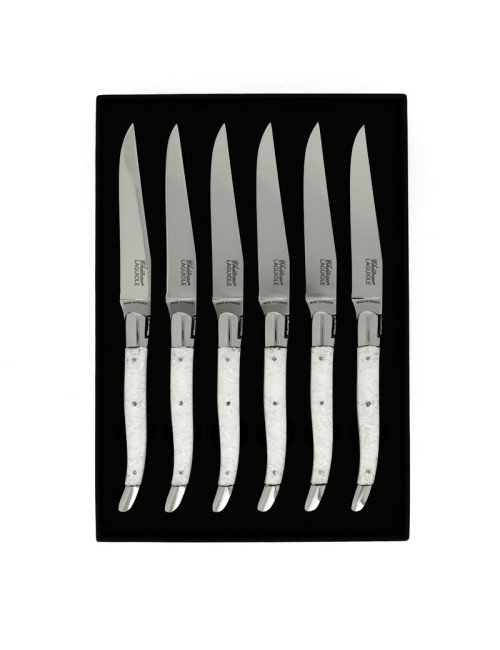 CHATEAU LAGUIOLE Set of 6 Table Knives, Heritage Collection, Argentum, White Resin