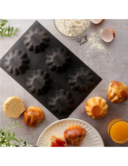 FLEXIPAN Silicone 6-Briochette Cake Mold, 29.5x19.5cm