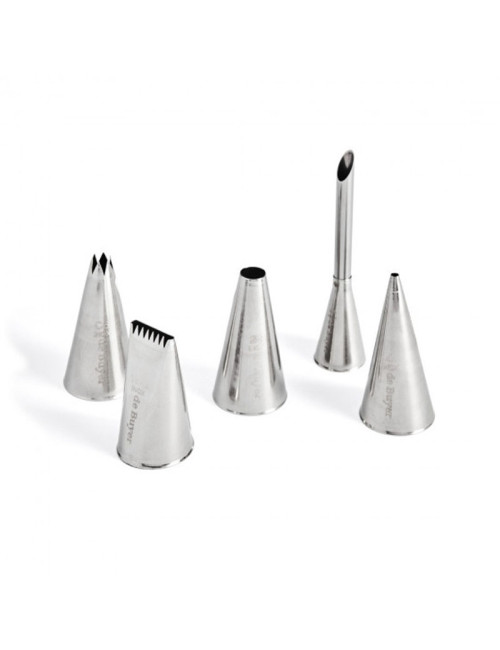 DE BUYER Set of 5 stainless steel pastry nozzles