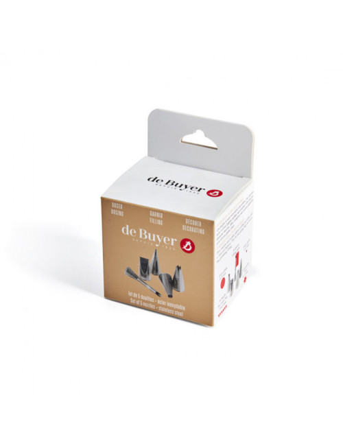 DE BUYER Set of 5 stainless steel pastry nozzles