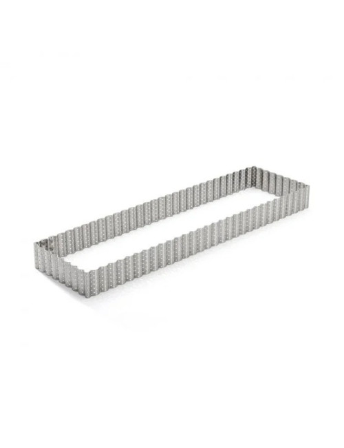 DE BUYER rectangular fluted tart ring in perforated stainless steel, 35cm