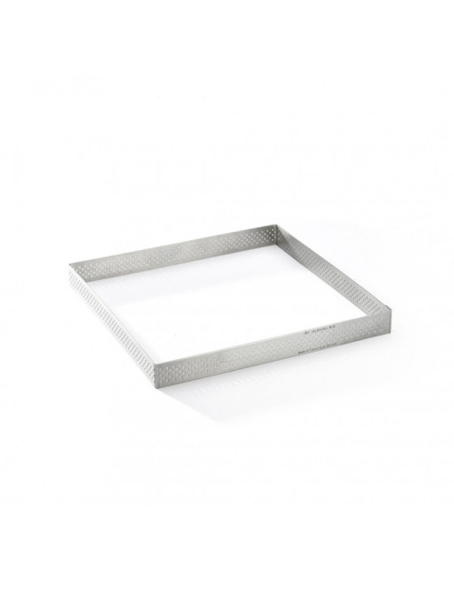 DE BUYER Valrhona Square Perforated Stainless Steel Tart Ring - 2 Sizes