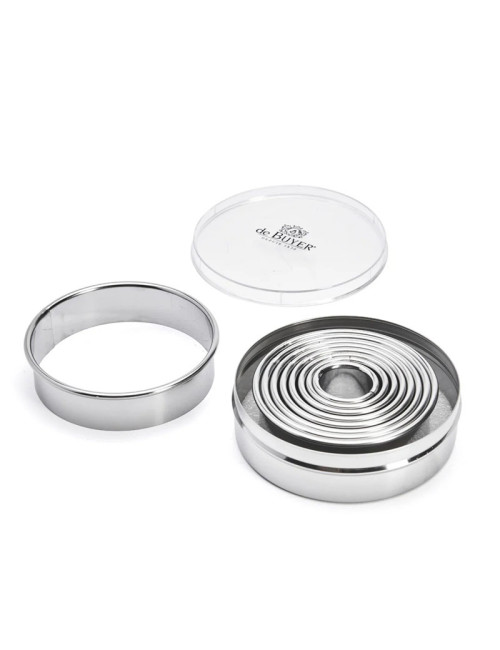 DE BUYER Box of 9 round, plain stainless steel cutters