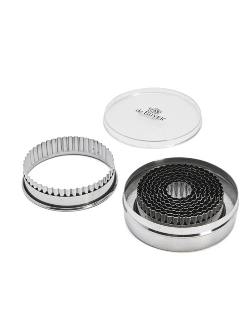 DE BUYER Box of 9 round fluted stainless steel cutters