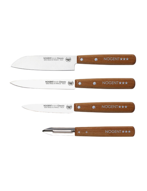 NOGENT Cherry Wood Chefs' Kitchen Set of 4 Knives