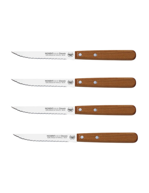 NOGENT Cherry Wood Chefs Table Steak Knife Set with 4 Knives