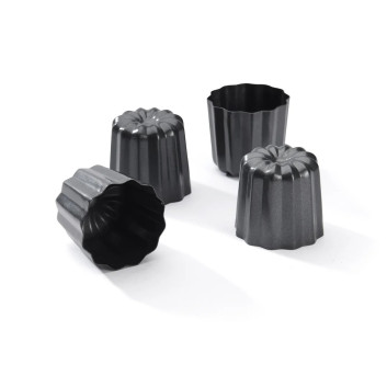 DE BUYER 4 Bordeaux cannelé molds, non-stick steel