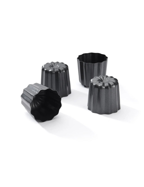 DE BUYER 4 Bordeaux cannelé molds, non-stick steel