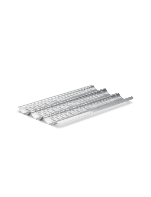 DE BUYER Perforated Baking Tray for 3 Baguettes in Stainless Steel