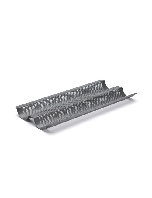 DE BUYER Perforated Baking Tray for 2 Baguettes in Steel