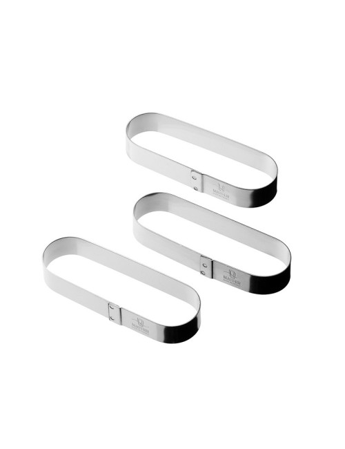 MATFER Set of 6 Mozaïk Oblong Finger-Shaped Stainless Steel Tartlet Rings