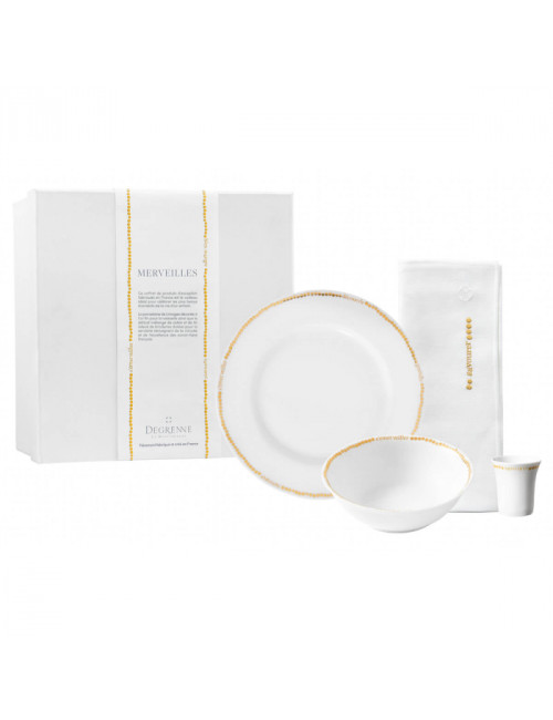 DEGRENNE Merveilles 4-Piece Porcelain Dinnerware Set