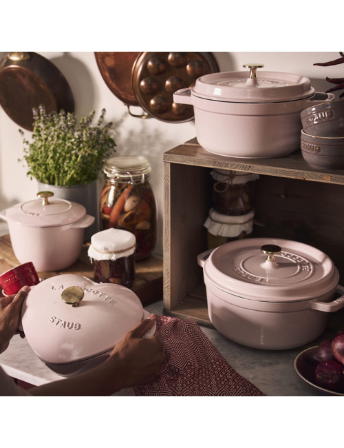 STAUB Sorbet Rose Cast Iron Heart-Shaped Cocotte 20cm