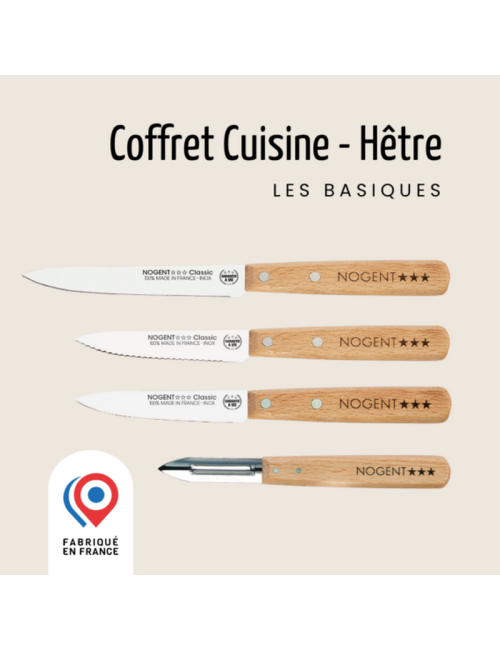 NOGENT Beech Chefs' Kitchen Set of 4 Knives